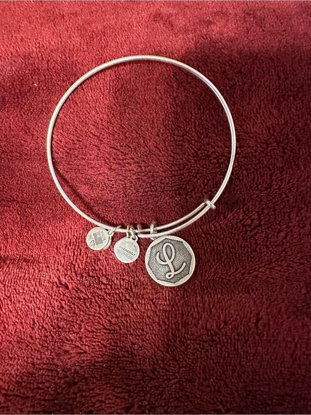 Alex and Ani Silver Initial L Disc Charm Bangle - Silver